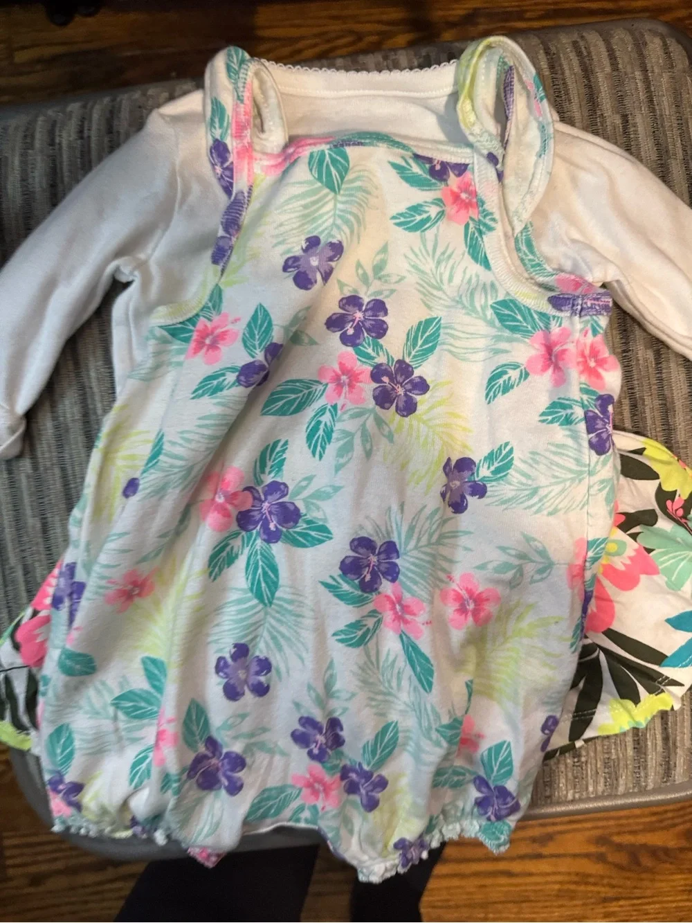 Carter's White Baby Onesie lot of 2 tropical vibe 6-9 months items